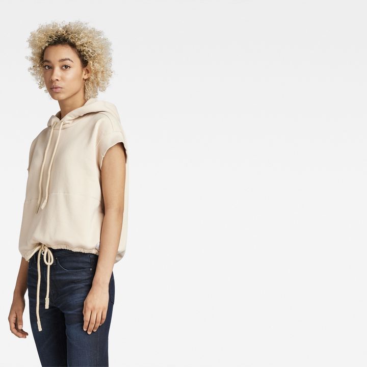 Relaxed Short Sleeve Hoodie Beige G STAR ZA