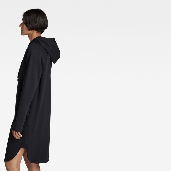 Graphic Loose Hooded Sweat Dress Black G STAR AE