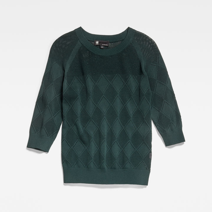 Pointelle Half Sleeve Knitted Sweater Green G STAR GB