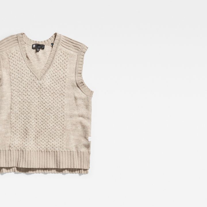 Knitted Slipover Vest Structure Loose Beige G STAR AU