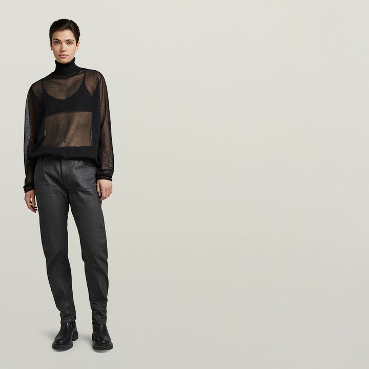 Sheer Loose Turtle Knitted Sweater | Black | G-STAR® US