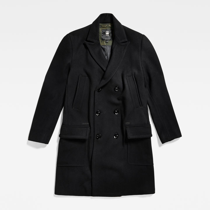 【安心発送】 Coat Wool Breasted Double | JP G-STAR® | ブラック ジャケット・アウター