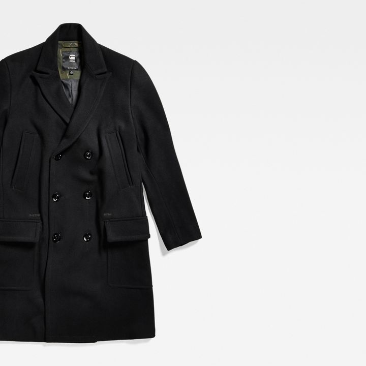 Unisex Double Breasted Wool Coat Black G STAR CA