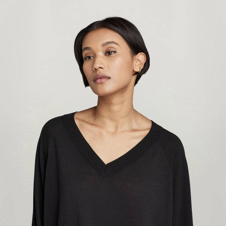 Black v neck oversized sweater shop