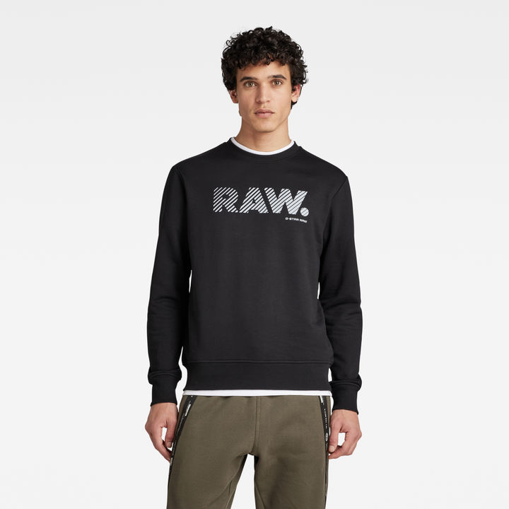 Regular Crew Neck Graphic Sweat Black G STAR US