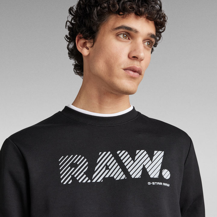 Regular Crew Neck Graphic Sweat Black G STAR US