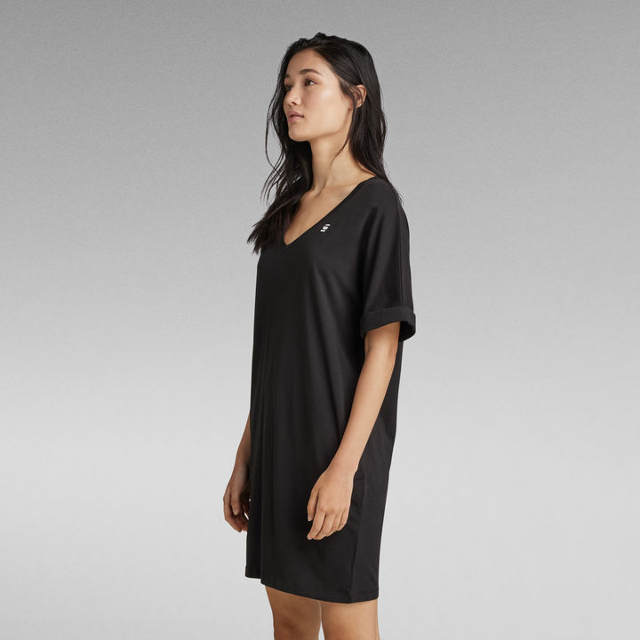 Loose Dress V Neck Black G STAR DE