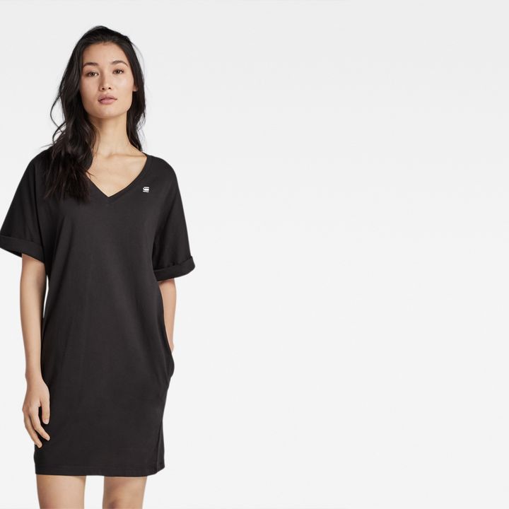 Loose Dress V Neck Black G STAR DE