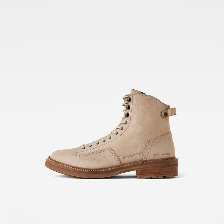Roofer IV Mid Washed Leather Boots Beige G STAR AU