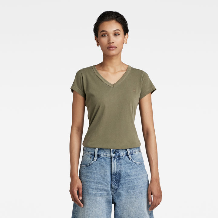 Eyben Slim V Neck Top Green G STAR PT