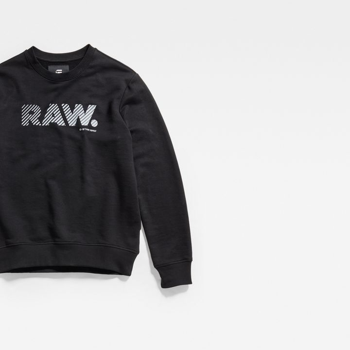 Regular Crew Neck Graphic Sweat Black G STAR US
