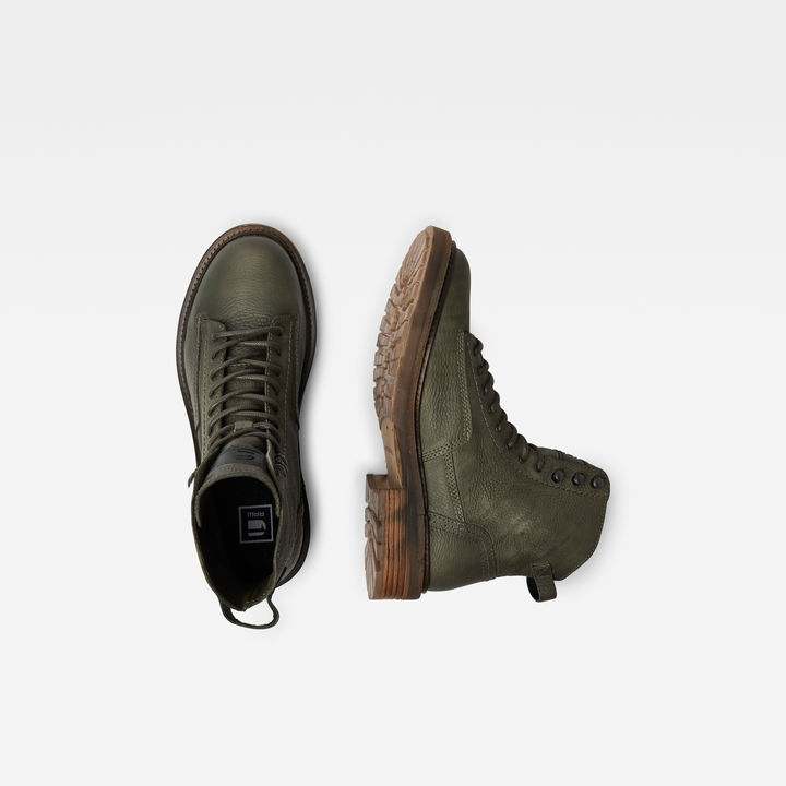 Roofer IV Mid Washed Leather Boots Green G STAR ZA
