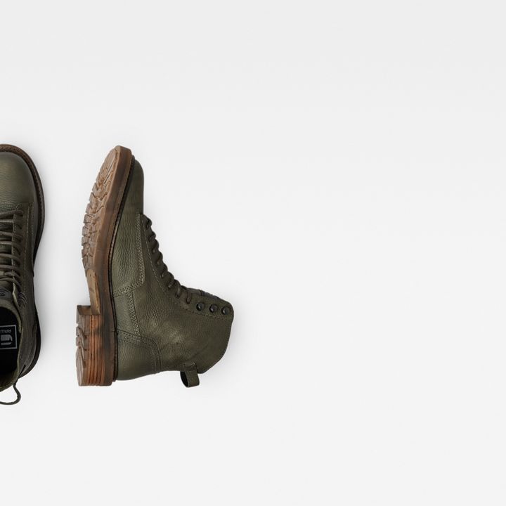 Roofer IV Mid Washed Leather Boots Green G STAR ZA