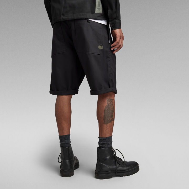 Pleated Chino Shorts Black G STAR NZ