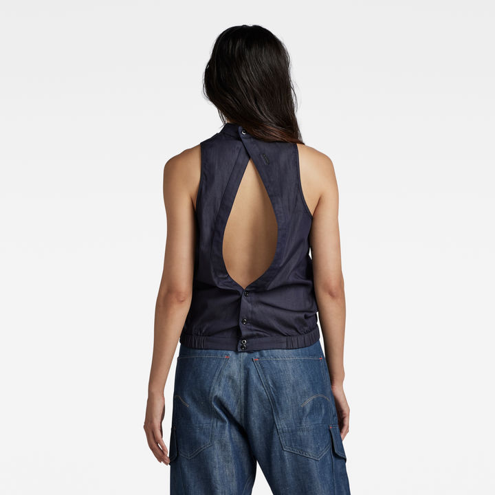 G STAR Open Back Top Dark Blue Women Size XL