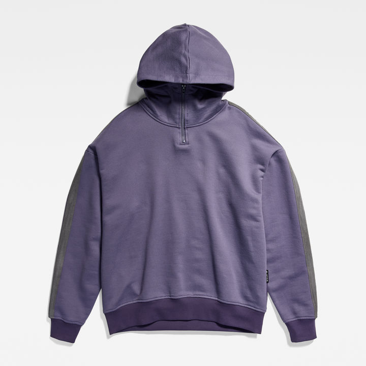 Tape Color Block Loose Half Zip Hoodie