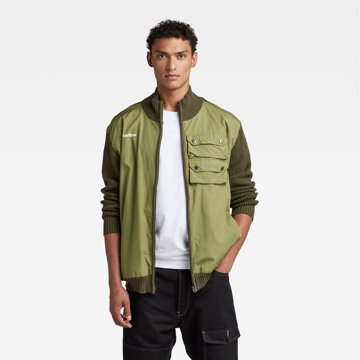 Swiss Army Woven Full Zip Knit Green G STAR SG