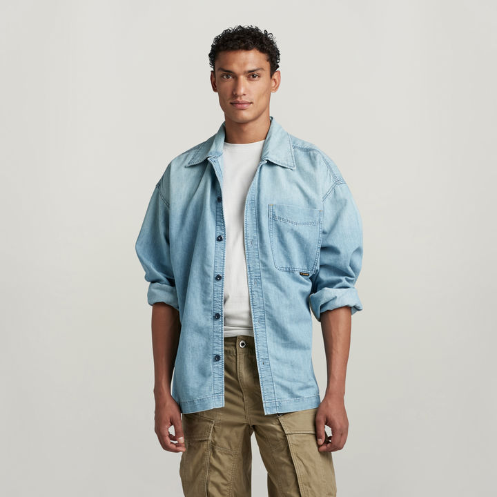 Premium Boxy Fit Shirt | Light blue | G-STAR® US