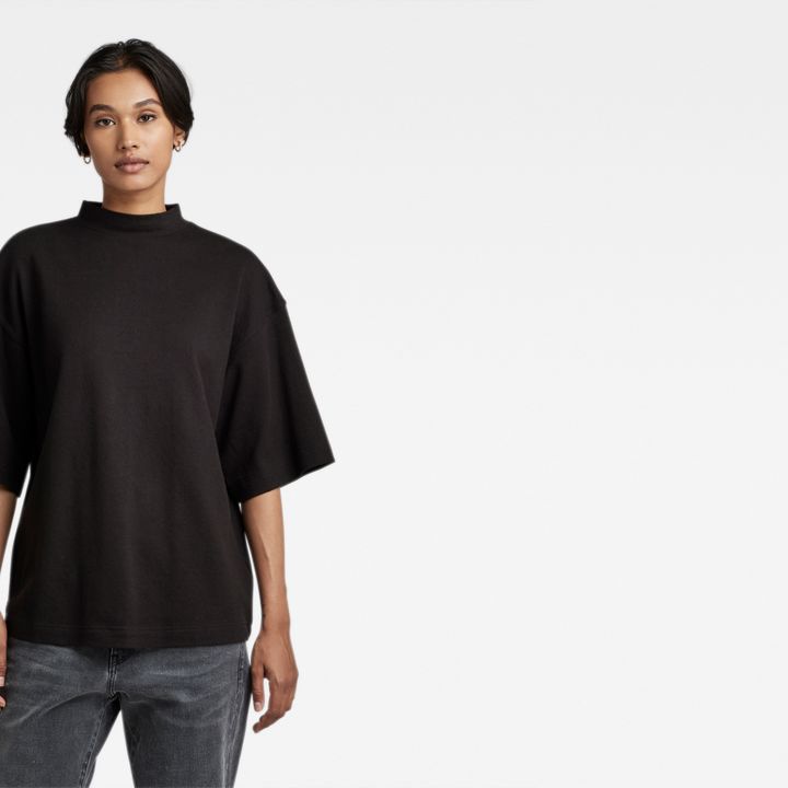 Mock Neck Loose T-Shirt | Black | G-STAR® US