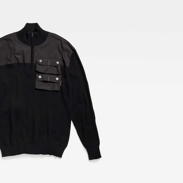 Swiss Army Woven Half Zip Knitted Sweater Black G STAR SG