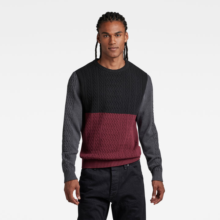 Color block raw hem sweater online
