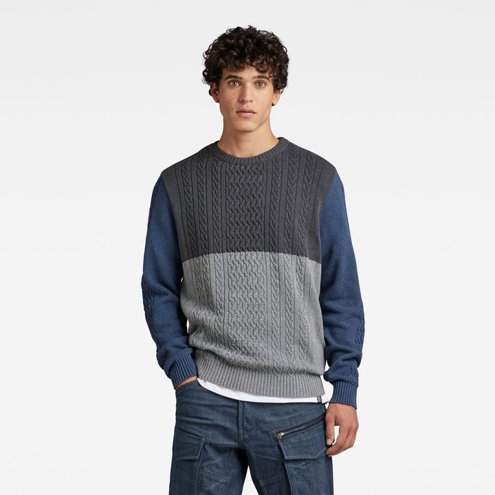 Color block raw hem sweater online