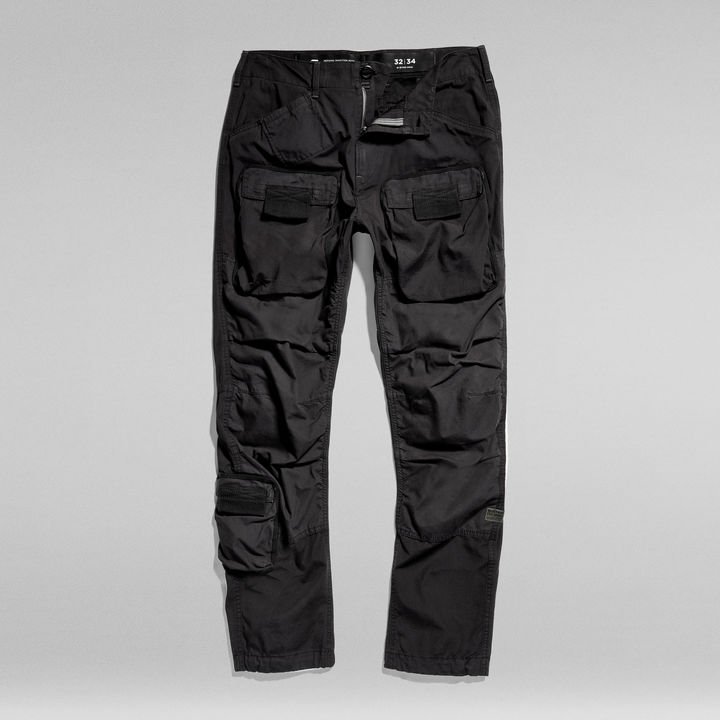 Black tapered cargo pants sale