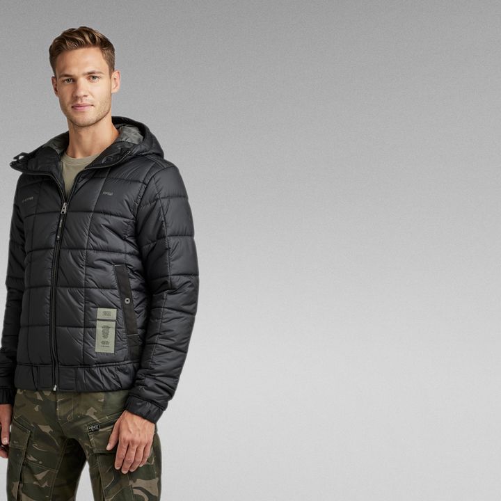 Meefic Square Quilted Hooded Jacket | ブラック | G-STAR® JP
