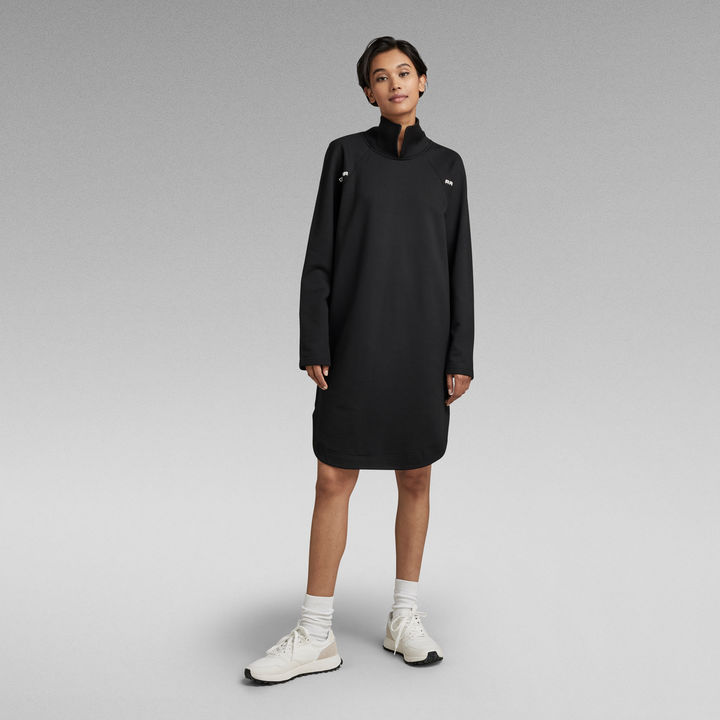 Open Collar Oversized Sweater Dress Black G STAR DE
