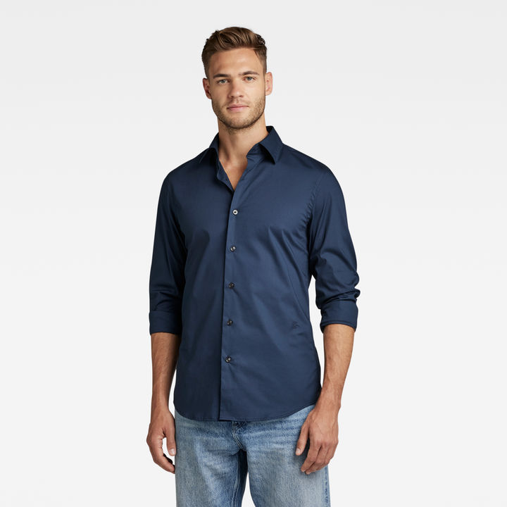 G STAR Men Slim Shirt Dark blue Size S