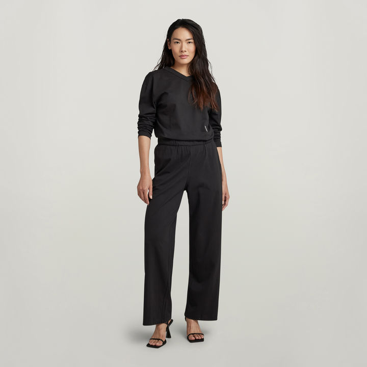 Black wide leg overalls discount
