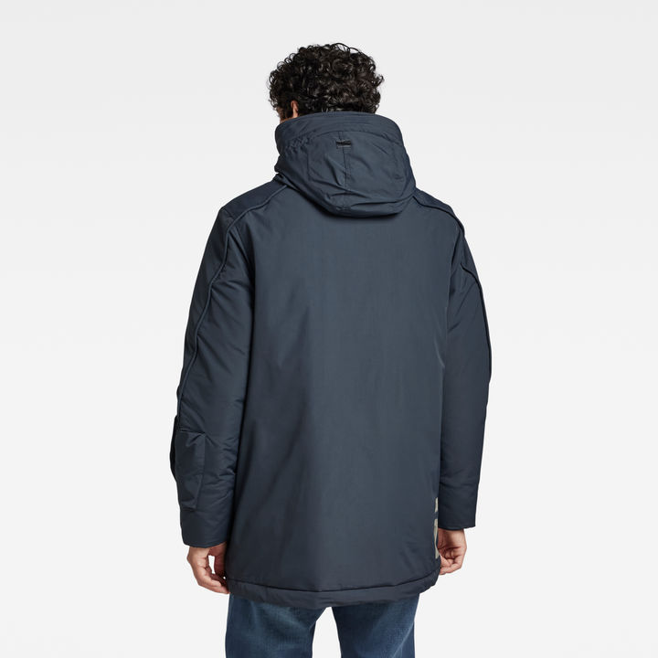 Back satin hooded parka shop