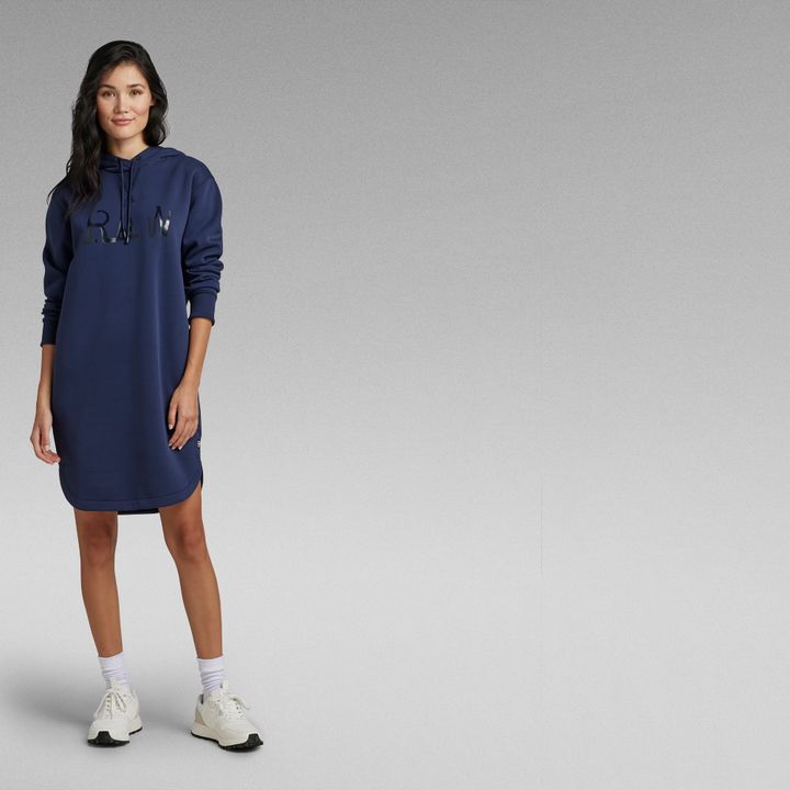 Raw Graphic Hooded Sweater Dress