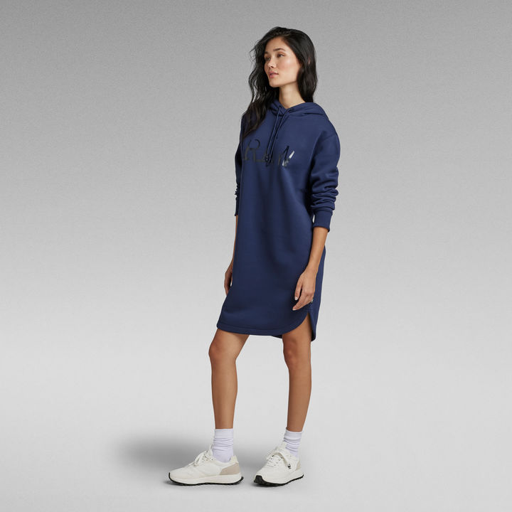 Raw Graphic Hooded Sweater Dress