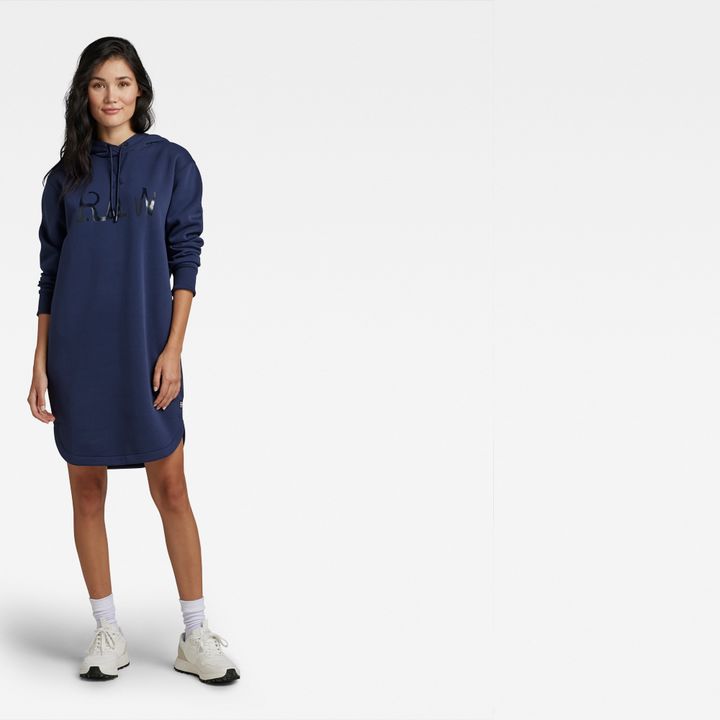 Raw Graphic Hooded Sweater Dress