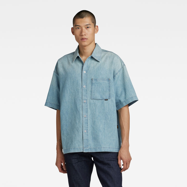 Premium Oversized Boxy Fit Shirt | Light blue | G-STAR® US