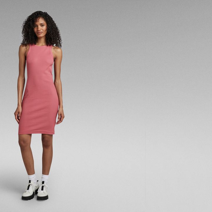 Pink slim dress deals