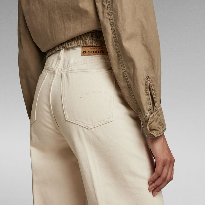 G STAR Women Deck Ultra High Wide Leg Jeans White Size 32 32