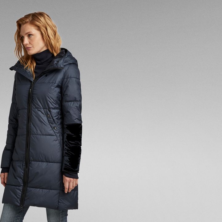 Whistler hooded quilted slim long coat top