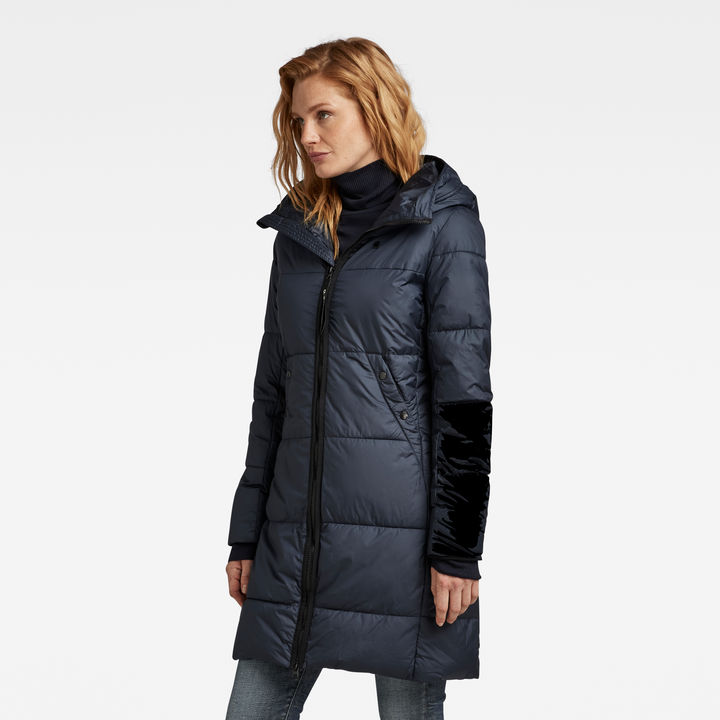 Whistler Hooded Quilted Slim Long Coat Dark blue G STAR AU