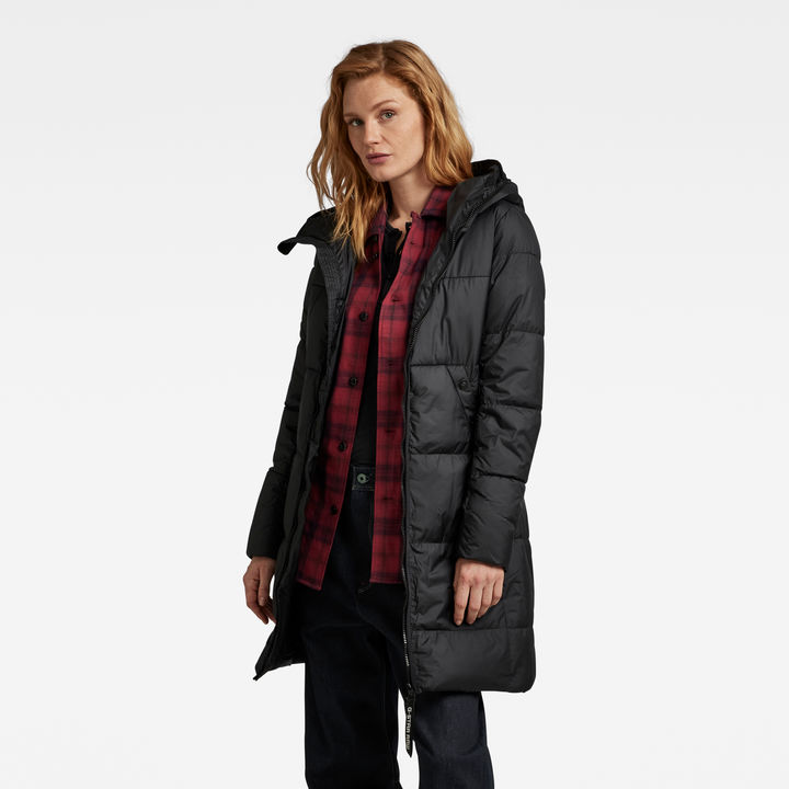 Whistler Hooded Quilted Slim Long Coat Black G STAR TW
