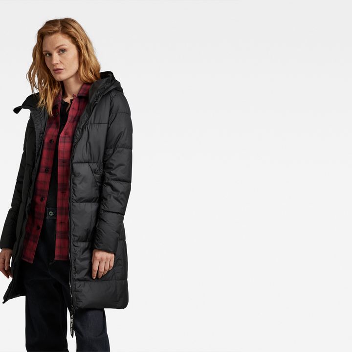 Whistler Hooded Quilted Slim Long Coat Black G STAR TW