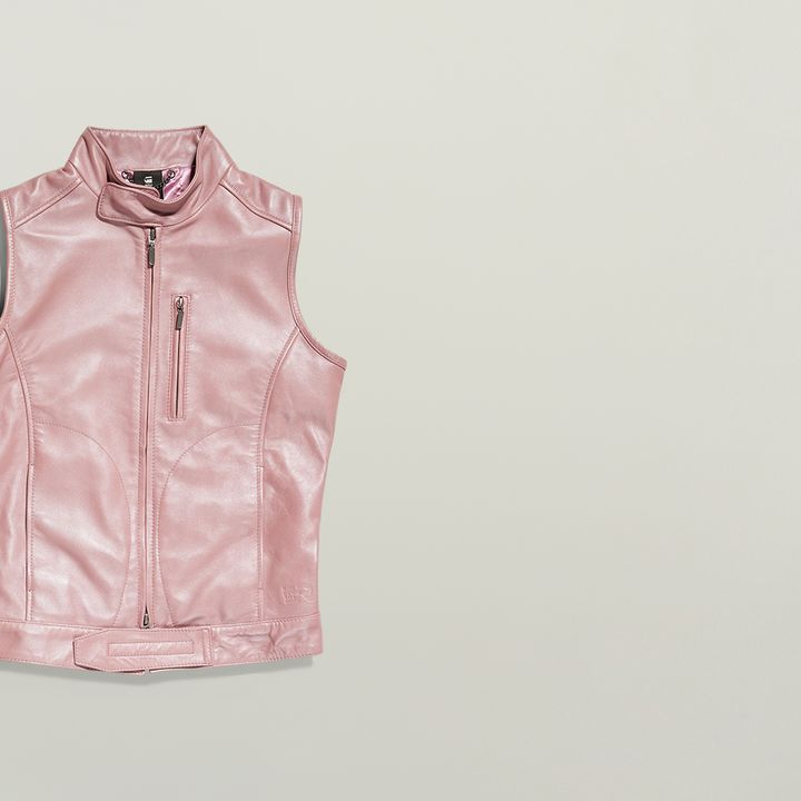 Sleeveless leather vest sale
