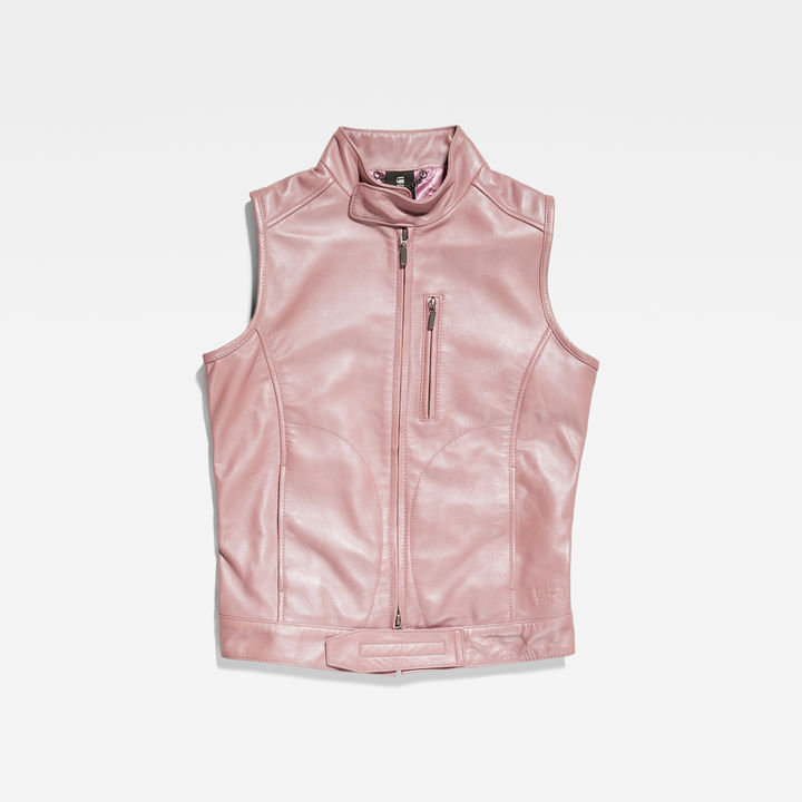 Y2K Leather Vest Pink G STAR US