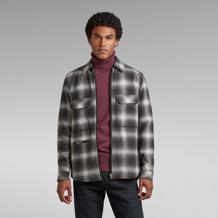 Unisex Check Zip Reg Overshirt Multi color G STAR CA