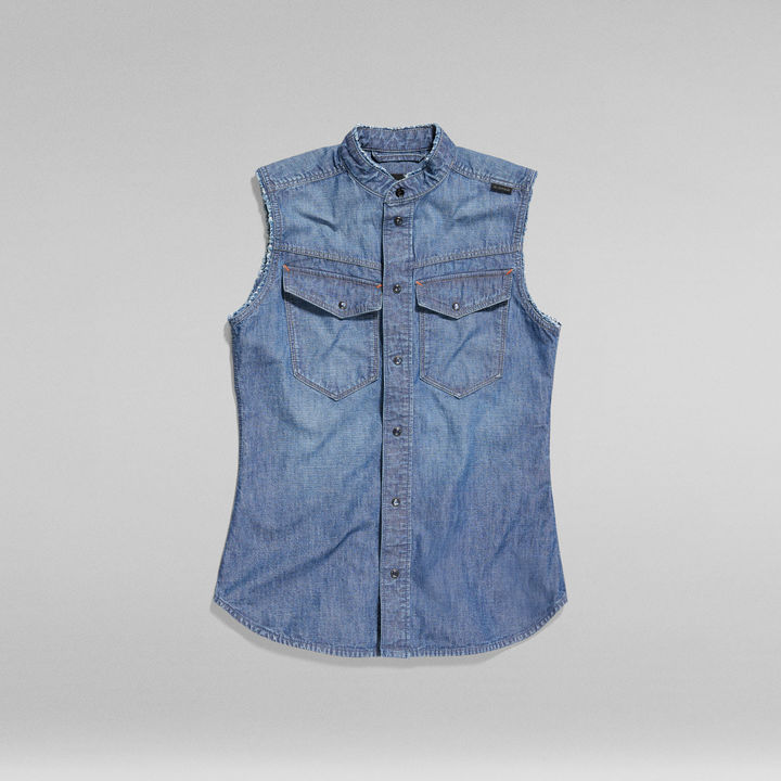 Sleeveless denim shirt dress best sale