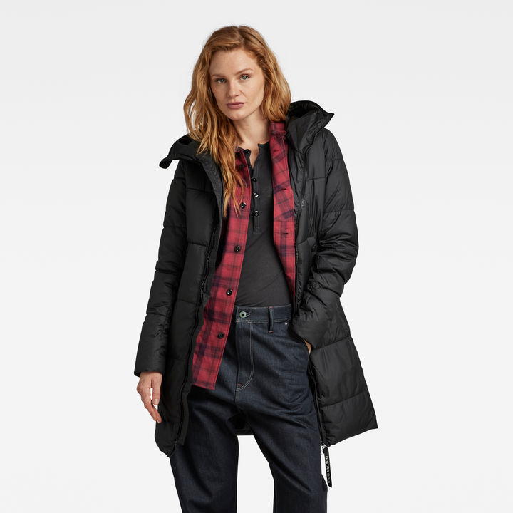 Whistler Hooded Quilted Slim Long Coat Black G STAR DE