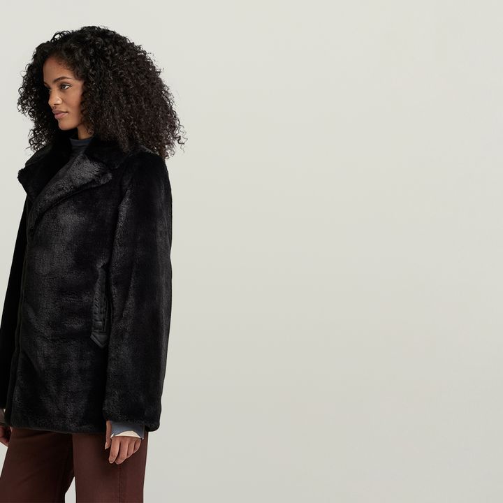 Faux Fur Soft Peacoat Black G STAR AU