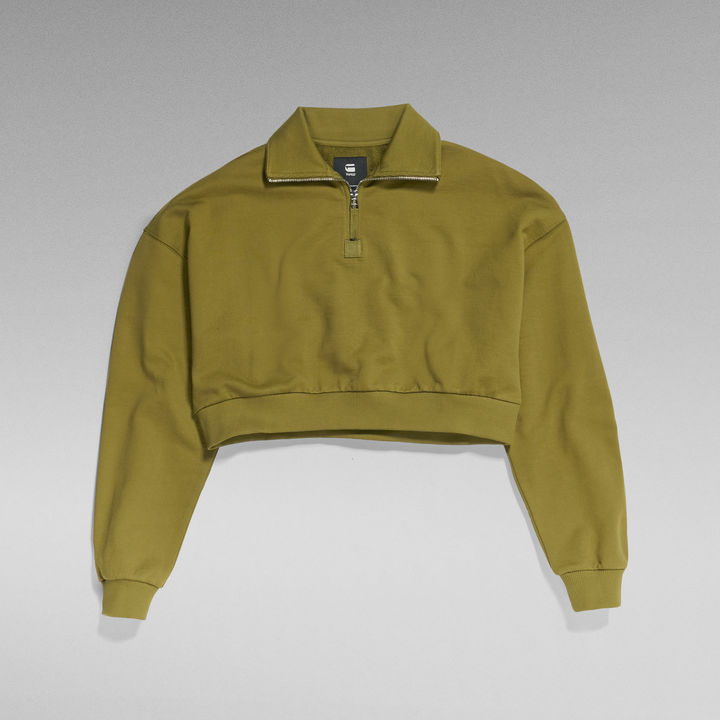 Cropped Half Zip Loose Sweater Green G STAR PH