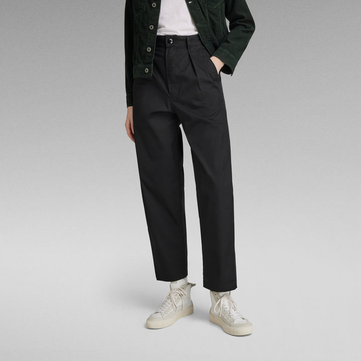 Pleated High Waist Chino | Black | G-STAR® SE